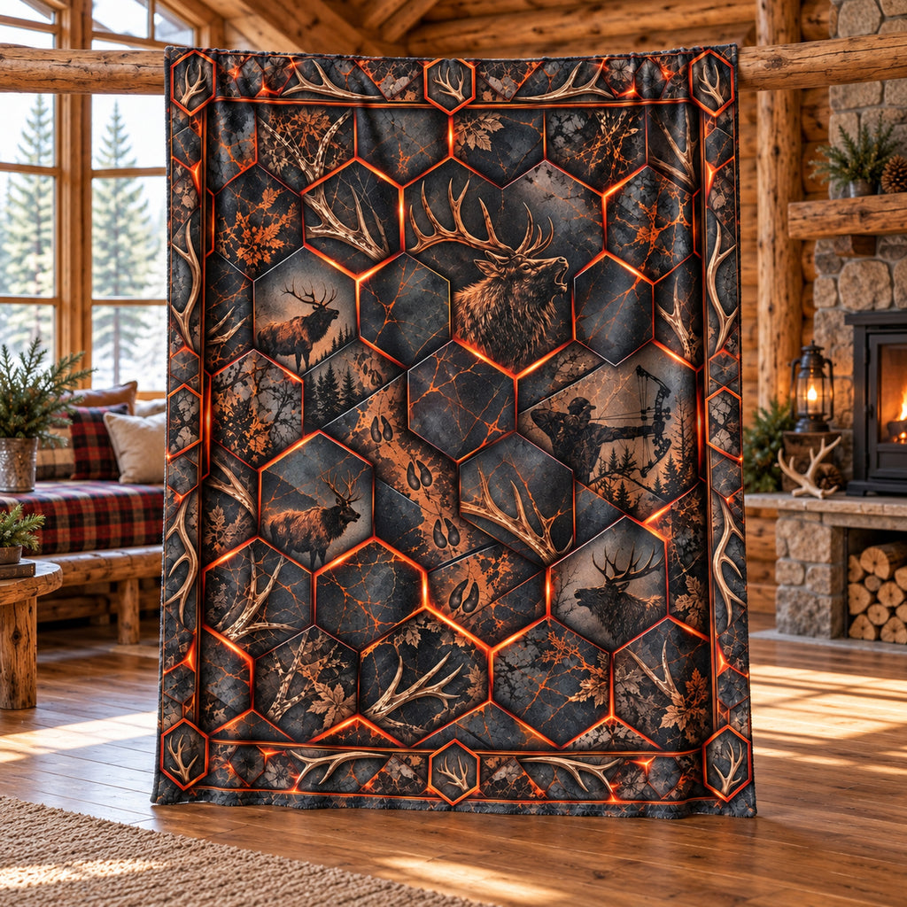 Lava Comb Bull Fleece Blanket full print front