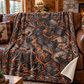 Lava Comb Bull Fleece Blanket draped on a couch