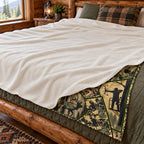 Digital Panel Elk Fleece Blanket sherpa back