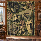 Digital Panel Elk Fleece Blanket full print front