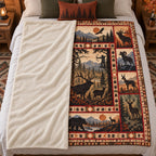 Blanket folded back on a bed, showing the sherpa lining