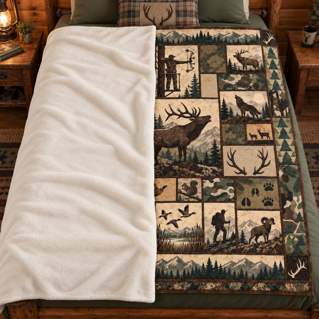 Blanket folded back on a bed, showing the sherpa lining