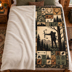 Blanket folded back on a bed, showing the sherpa lining