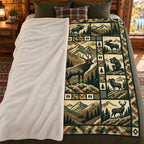 Blanket folded back on a bed, showing the sherpa lining