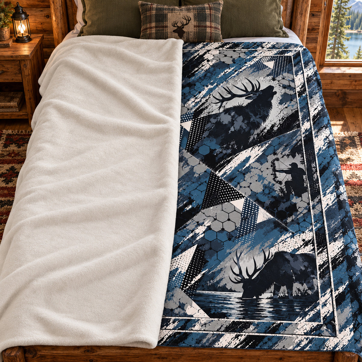 Blanket folded back on a bed, showing the sherpa lining