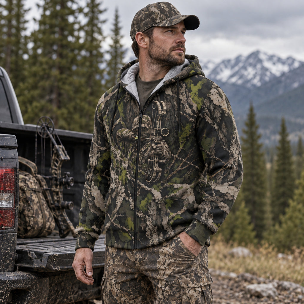 Bowhunting Shadow Bark Fleece Full-Zip Hoodie angled view