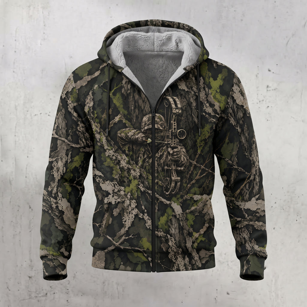 Bowhunting Shadow Bark Fleece Full-Zip Hoodie front