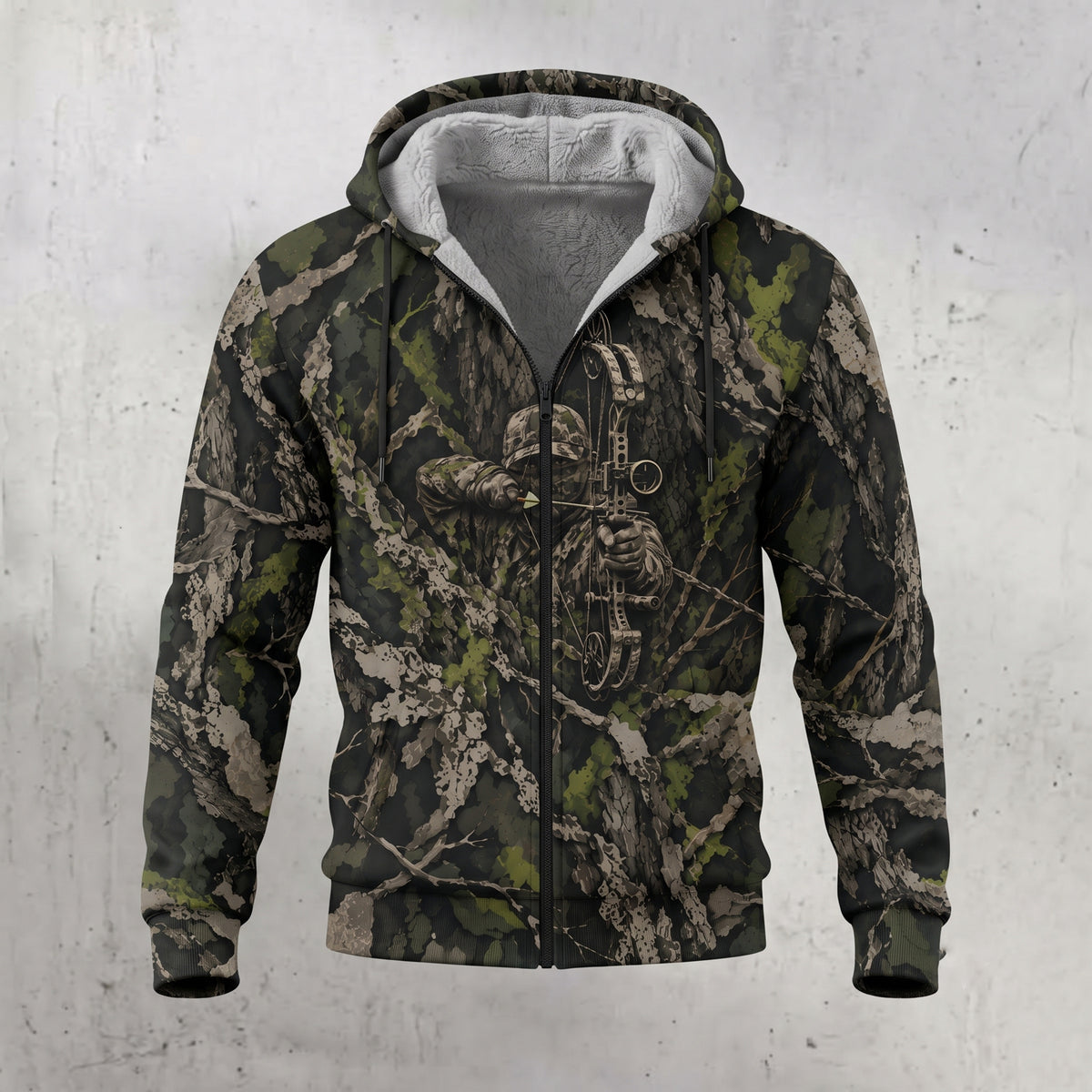 Bowhunting Shadow Bark Fleece Full-Zip Hoodie front