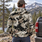 Bowhunting Pixel Grid Draw Fleece Full-Zip Hoodie back
