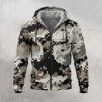 Bowhunting Pixel Grid Draw Fleece Full-Zip Hoodie front