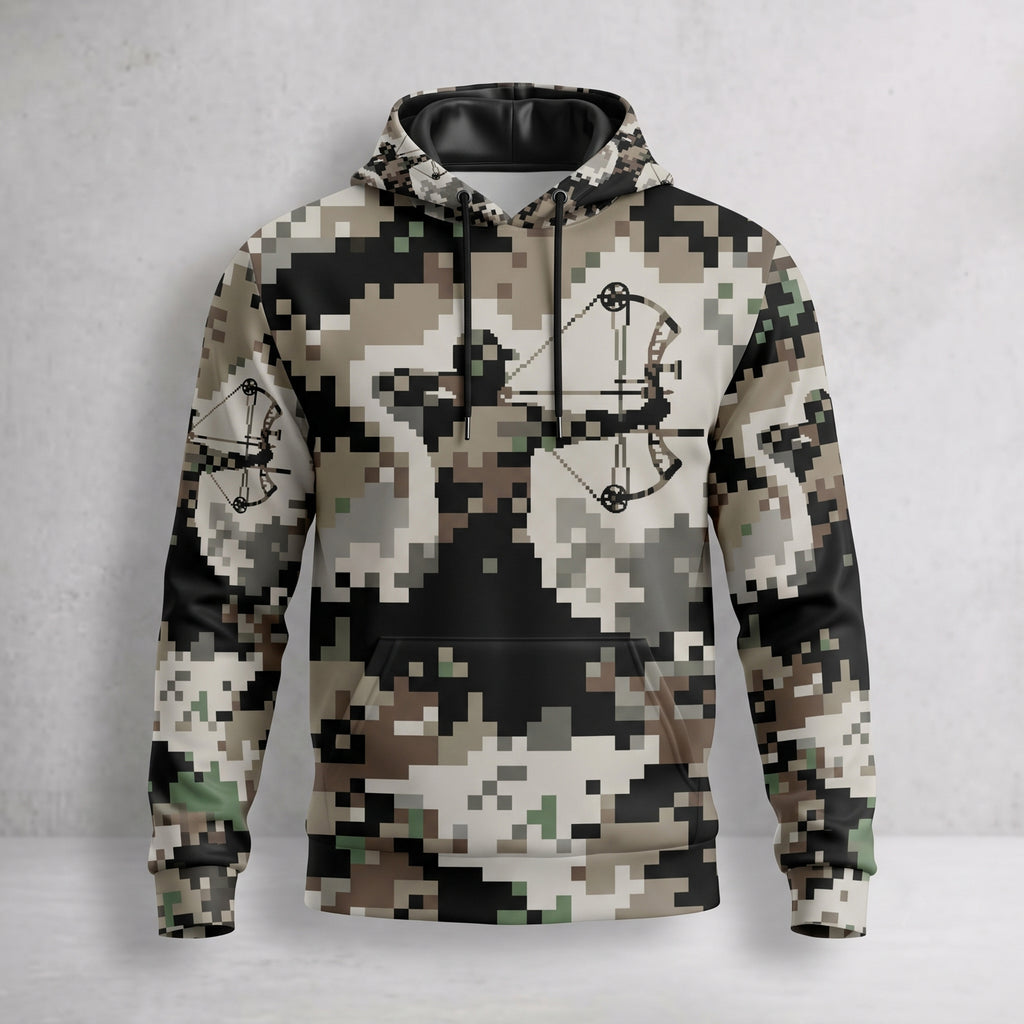 Bowhunting Pixel Grid Draw Field Pullover Hoodie front