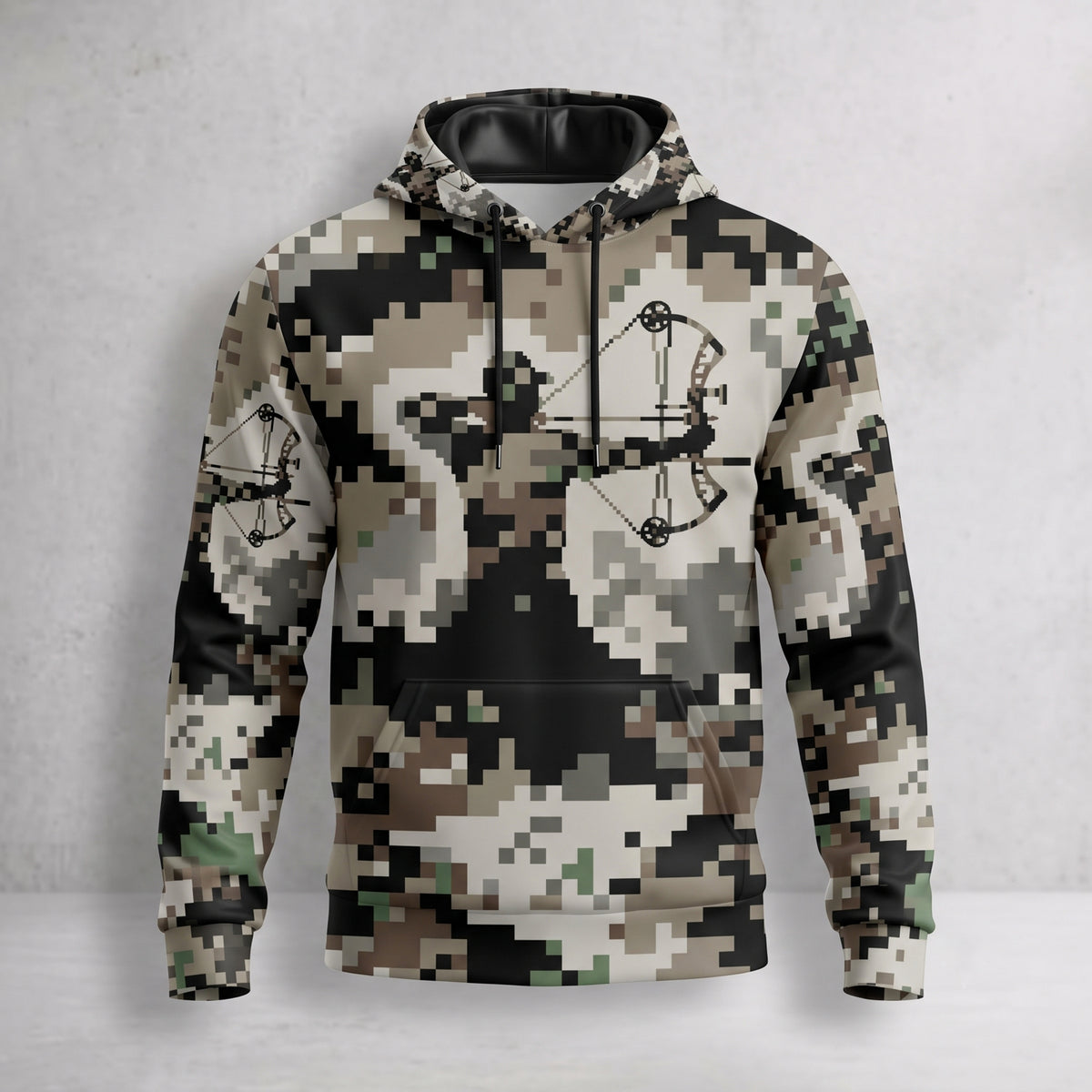 Bowhunting Pixel Grid Draw Field Pullover Hoodie front