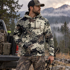 Bowhunting Hex Pixel Rig Field Pullover Hoodie angled view