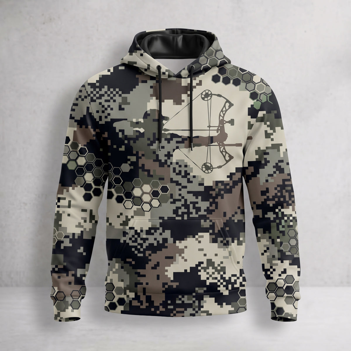 Bowhunting Hex Pixel Rig Field Pullover Hoodie front