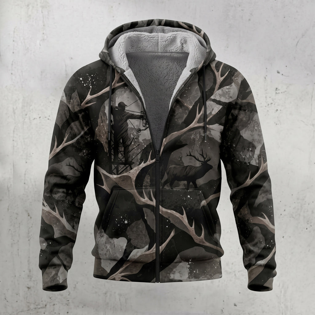 Bowhunting Shadow Antler Timber Fleece Full-Zip Hoodie front