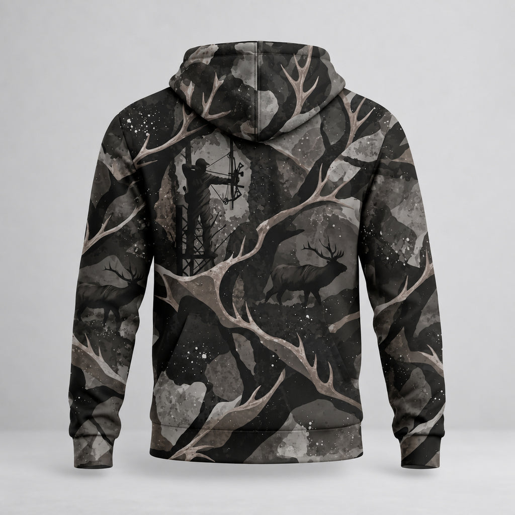 Bowhunting Shadow Antler Timber Field Pullover Hoodie back