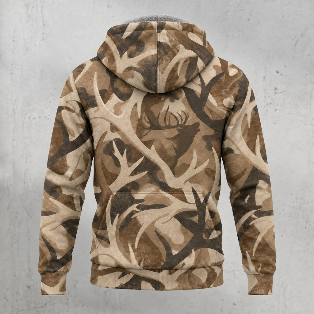 Elk Hunting Shed Antler Drift Fleece Full-Zip Hoodie back