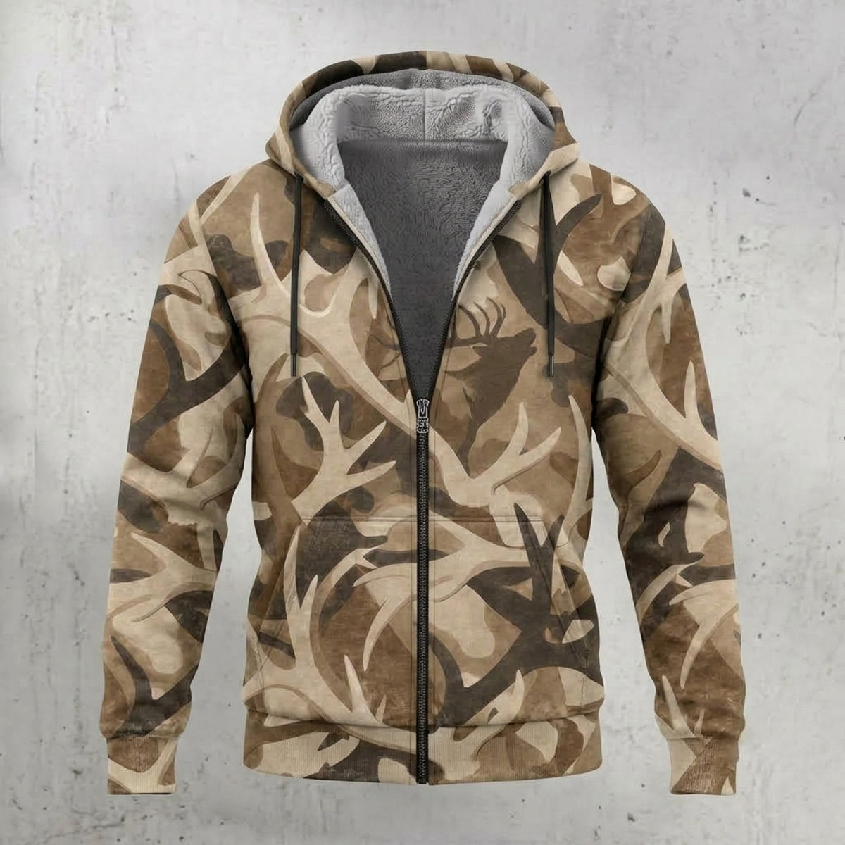 Elk Hunting Shed Antler Drift Fleece Full-Zip Hoodie front