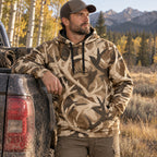Elk Hunting Shed Antler Drift Field Pullover Hoodie angled view
