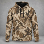 Elk Hunting Shed Antler Drift Field Pullover Hoodie front