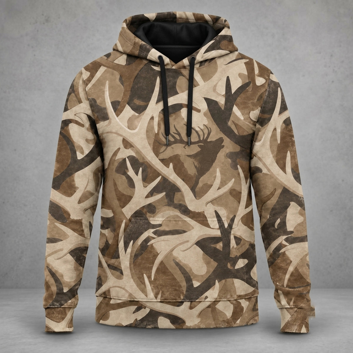 Elk Hunting Shed Antler Drift Field Pullover Hoodie front