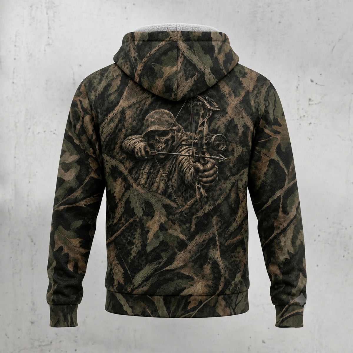 Bowhunting Reaper Draw Oak Fleece Full-Zip Hoodie back