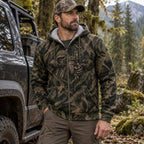 Bowhunting Reaper Draw Oak Fleece Full-Zip Hoodie worn outdoors