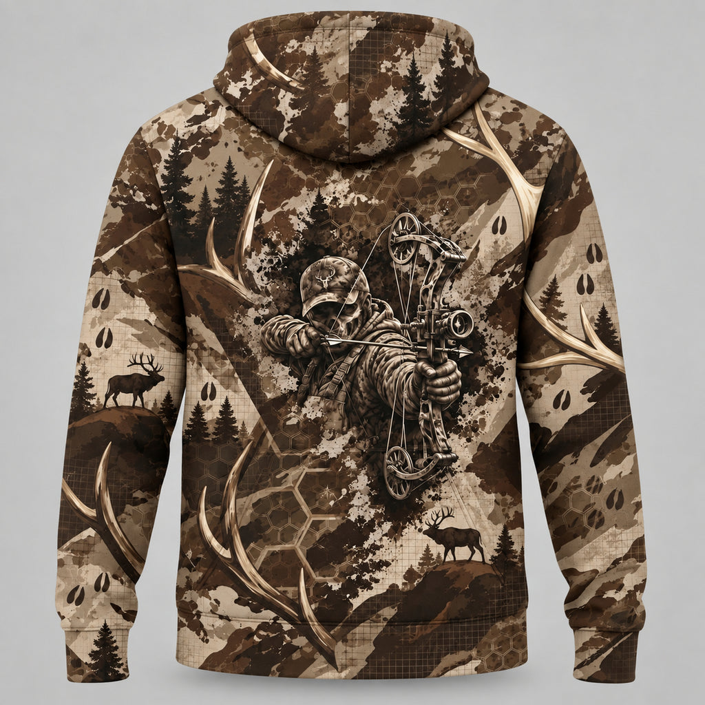 Bowhunting Bone Draw Antler Field Pullover Hoodie back