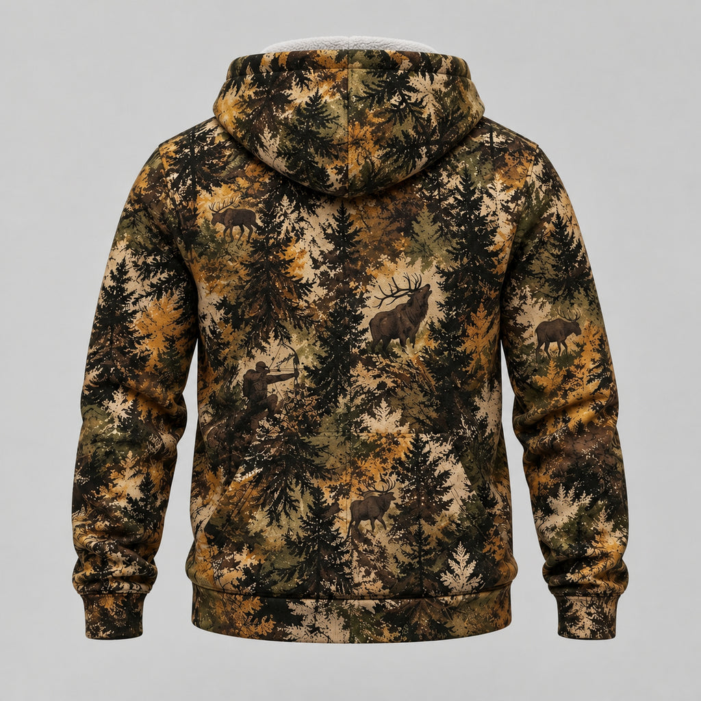Bowhunting Pine Timber Bull Fleece Full-Zip Hoodie back