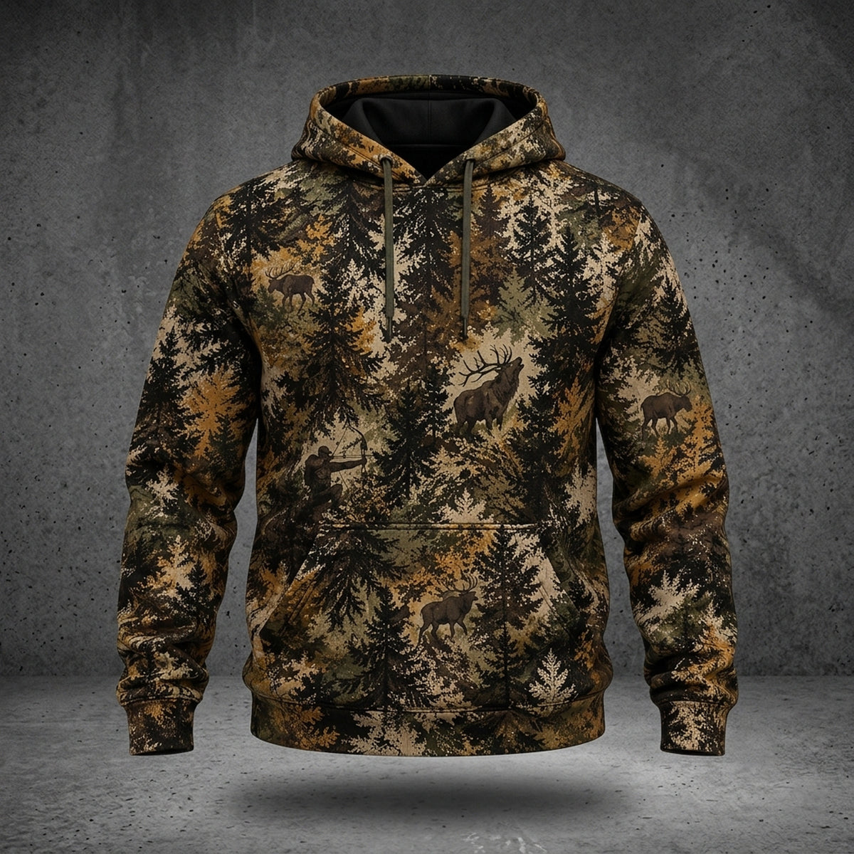 Bowhunting Pine Timber Bull Field Pullover Hoodie front