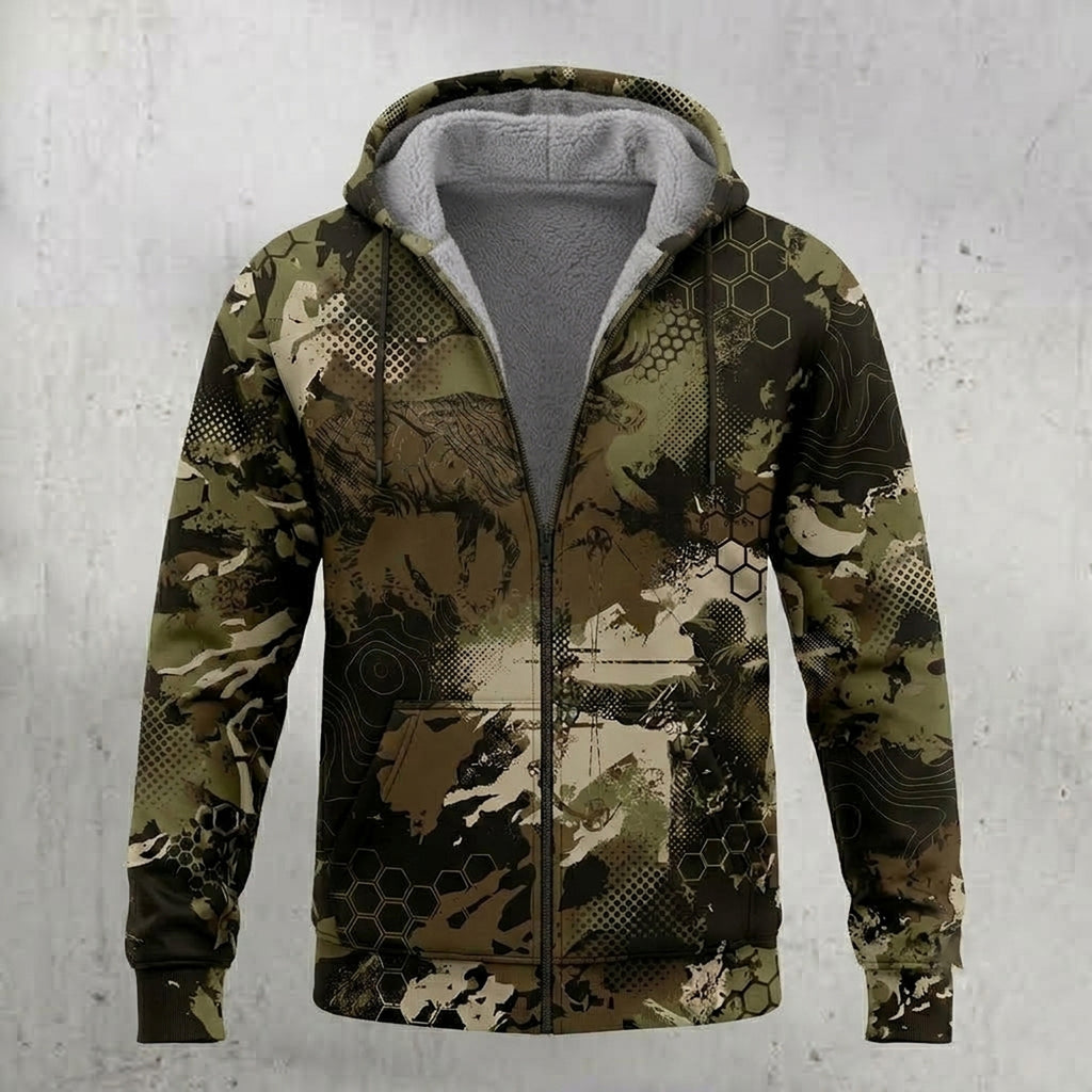 Bowhunting Hex Ridge Elk Fleece Full-Zip Hoodie front