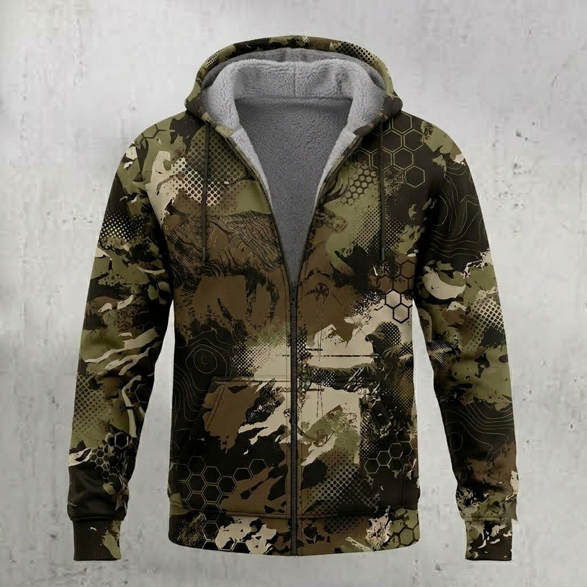 Bowhunting Hex Ridge Elk Fleece Full-Zip Hoodie front