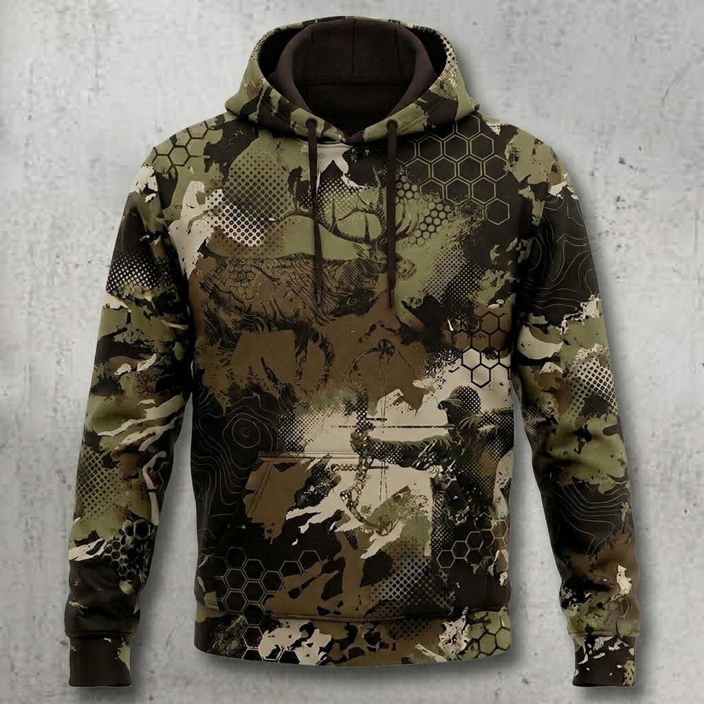 Bowhunting Hex Ridge Elk Field Pullover Hoodie front