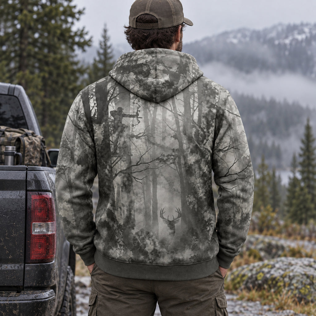 Bowhunting Fog Timber Draw Field Pullover Hoodie back