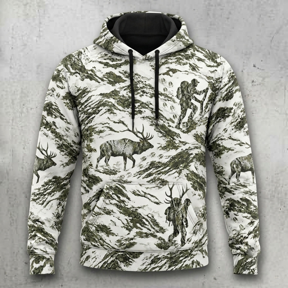 Bowhunting Snow Basin Bull Field Pullover Hoodie front