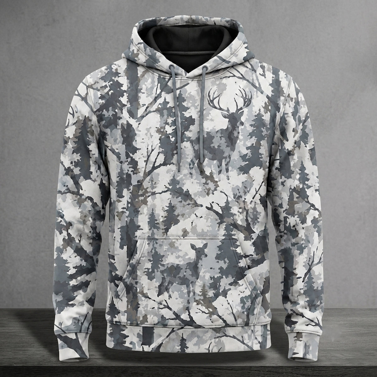 Bowhunting Birch Snow Buck Field Pullover Hoodie front
