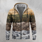 Elk Hunting Four Season Ridge Fleece Full-Zip Hoodie front
