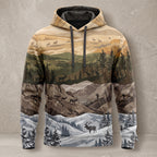 Elk Hunting Four Season Ridge Field Pullover Hoodie front