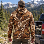 Elk Hunting Woodgrain Trail Fleece Full-Zip Hoodie back