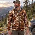 Elk Hunting Woodgrain Trail Fleece Full-Zip Hoodie angled view