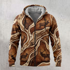 Elk Hunting Woodgrain Trail Fleece Full-Zip Hoodie front