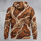 Elk Hunting Woodgrain Trail Field Pullover Hoodie back