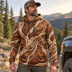 Elk Hunting Woodgrain Trail Field Pullover Hoodie angled view