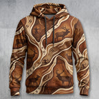 Elk Hunting Woodgrain Trail Field Pullover Hoodie front