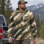 Elk Hunting Topo Stripe Field Pullover Hoodie angled view