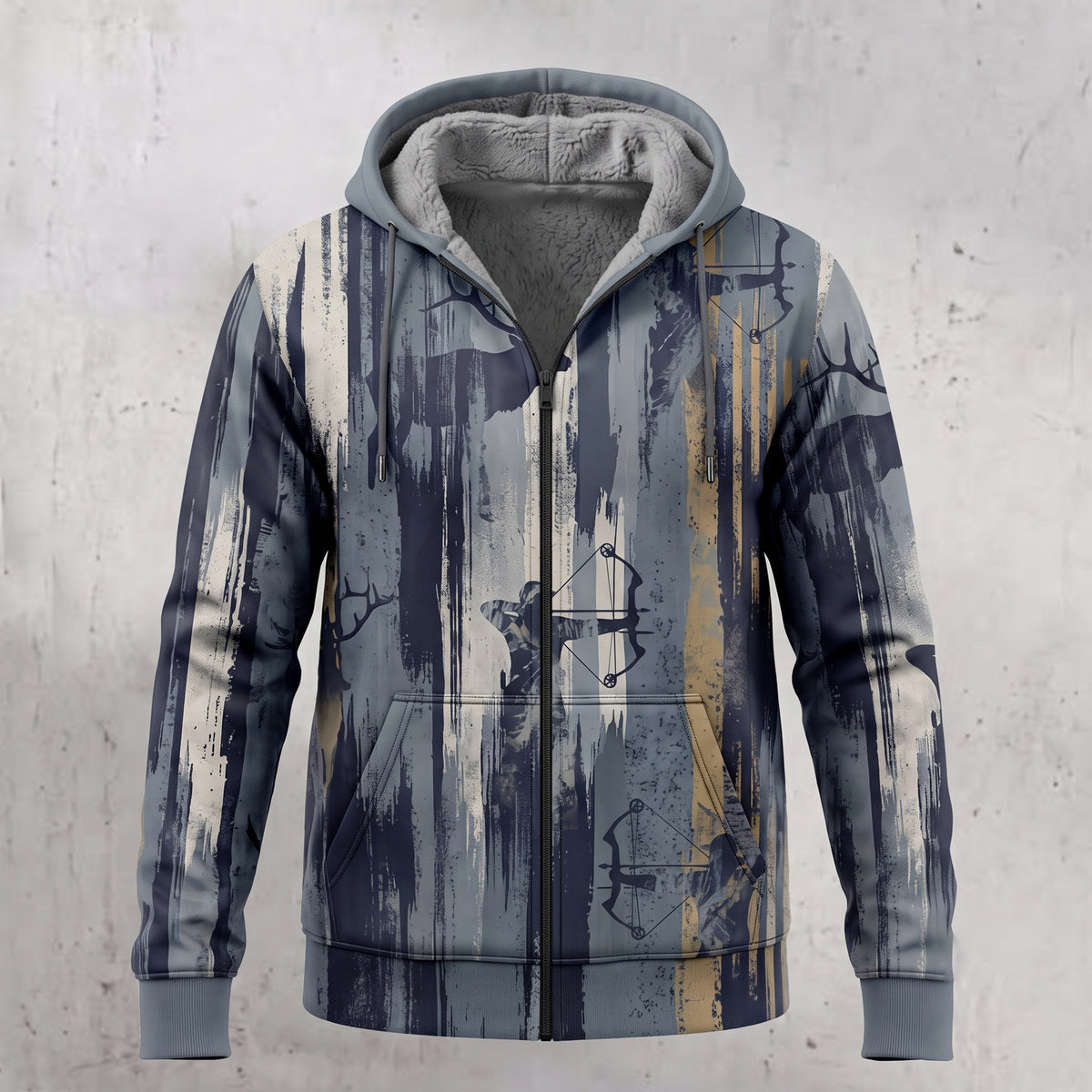 Elk Hunting Aspen Streak Fleece Full-Zip Hoodie front