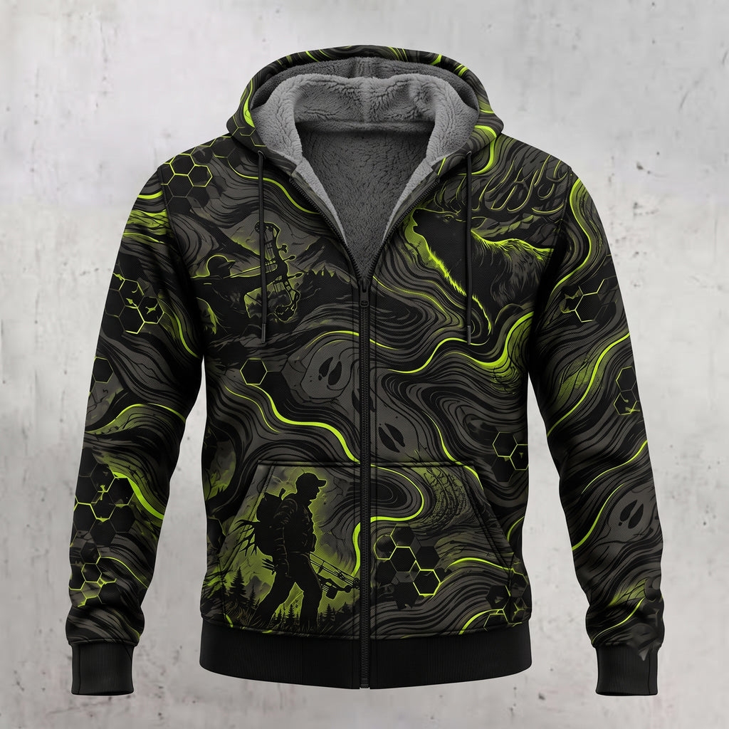 Elk Hunting Acid Flow Fleece Full-Zip Hoodie front