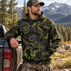 Elk Hunting Acid Flow Field Pullover Hoodie worn outdoors