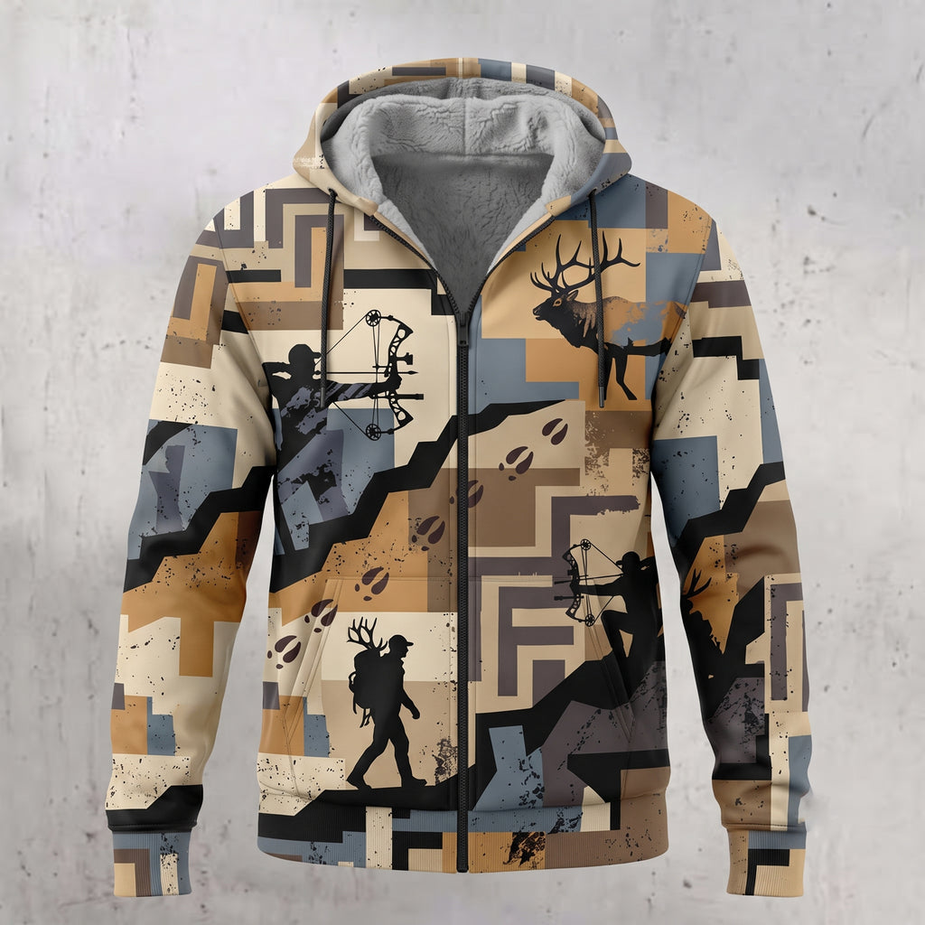 Elk Hunting Switchback Climb Fleece Full-Zip Hoodie front