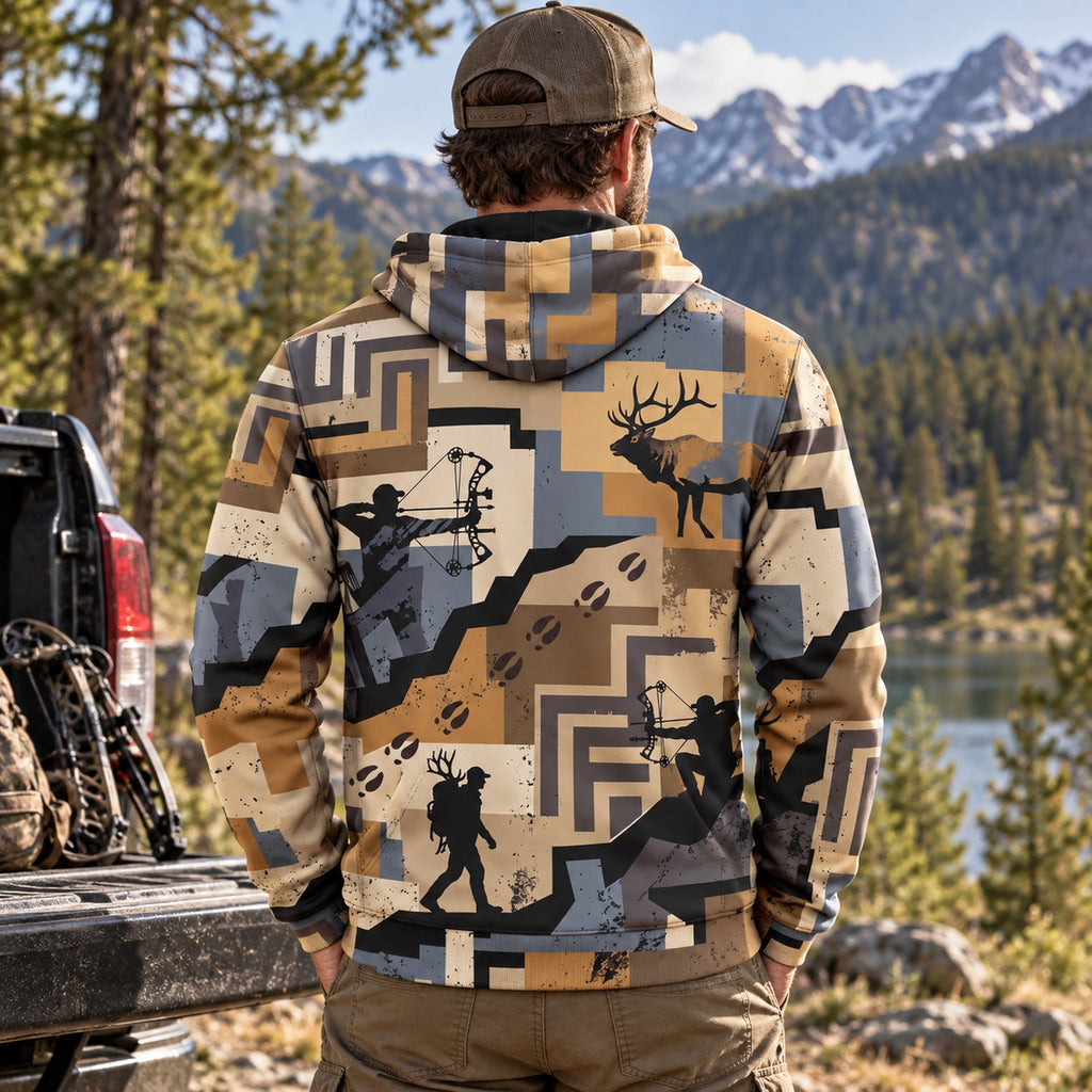 Elk Hunting Switchback Climb Field Pullover Hoodie back